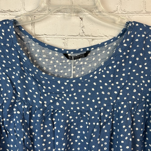 BloomChic Blue & White Ruffle Cap Sleeve Tiered Top Plus Size 2X - Picture 4 of 6